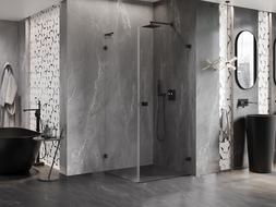 Mexen Lunar-B L rechts openslaande douchecabine 100 x 100 cm, transparant, zwart - 832L-100-100-70-00-P