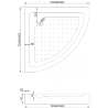 Mexen Rio cabine de douche semi-circulaire 90 x 90 cm, bandes blanches, chrome + receveur Rio, blanc - 863-090-090-01-20-4710