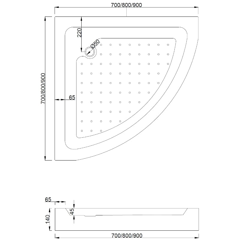 Mexen Rio semi-circular shower cabin 70 x 70 cm, white stripes, chrome + shower tray, white - 863-070-070-01-20-4710