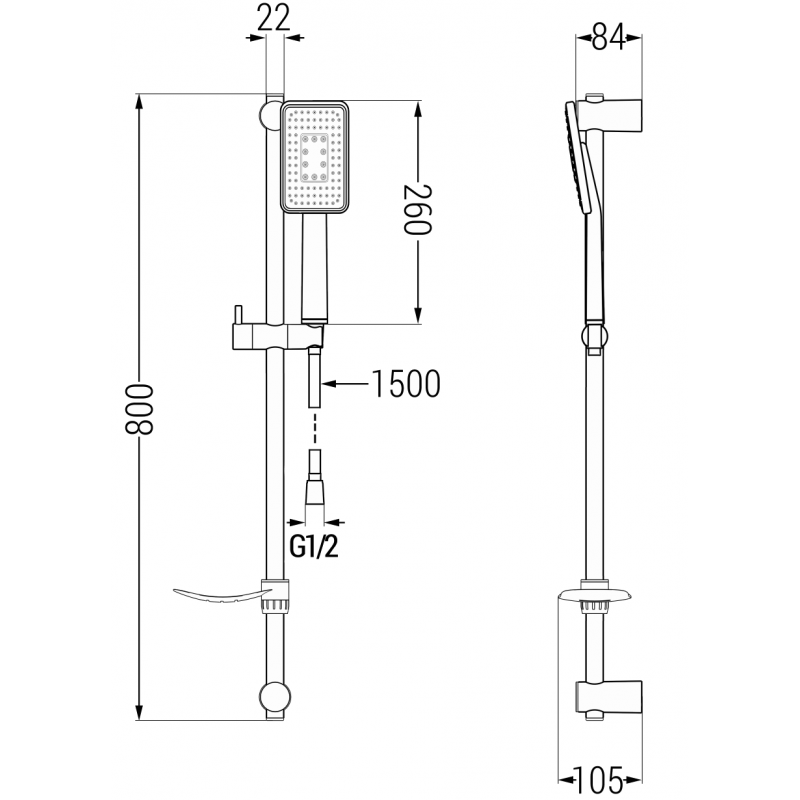 Mexen Alfa DF54 Shower Set, White/Chrome - 745714DF54-02