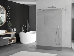 Mexen Kioto Free-standing Shower Wall 100 x 200 cm, Transparent 8 mm, Chrome - 800-100-002-01-00