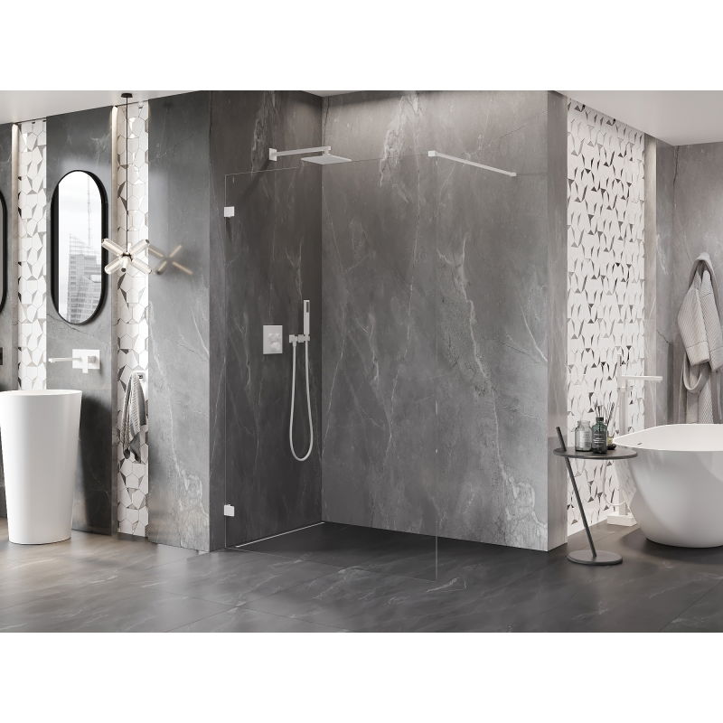 Mexen Lunar paroi de douche Walk-in gauche 90 x 200 cm, transparent 8 mm, blanc - 830-090-000-20-00-L