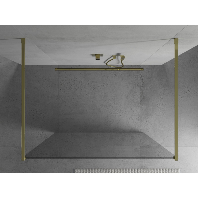 Mexen Kioto samostojeći tuš zid 130 x 200 cm, proziran 8 mm, zlatni - 800-130-002-50-00