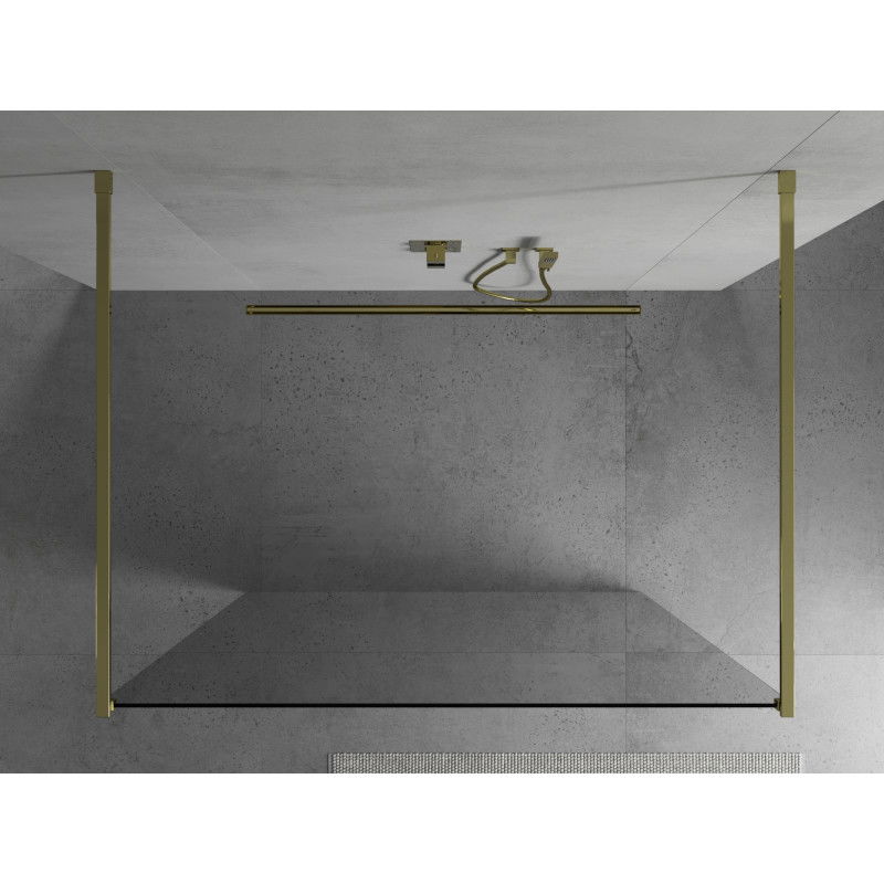 Mexen Kioto vrijstaande douchewand 150 x 200 cm, transparant 8 mm, goud - 800-150-002-50-00