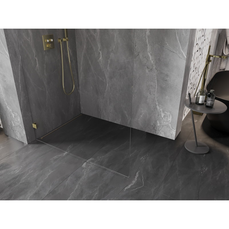 Mexen Lunar dušisein Walk-in vasak 130 x 200 cm, läbipaistev 8 mm, kuldne - 830-130-000-50-00-L