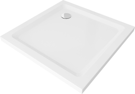 Mexen Flat ruutne dušialus slim 70 x 70 cm, valge, kroom sifoon - 40107070