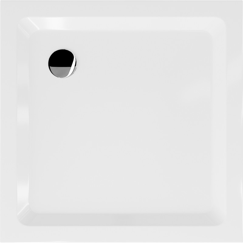 Mexen Flat brodzik kwadratowy slim 70 x 70 cm, biały, syfon chrom - 40107070