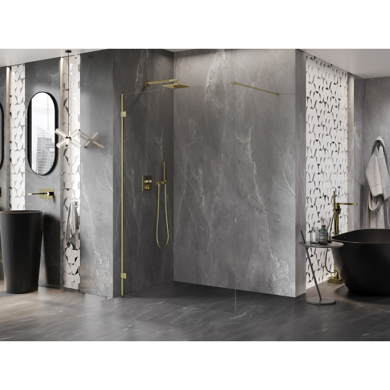 Mexen Lunar dušisein Walk-in vasak 60 x 200 cm, läbipaistev 8 mm, kuldne harjatud - 830-060-000-55-00-L