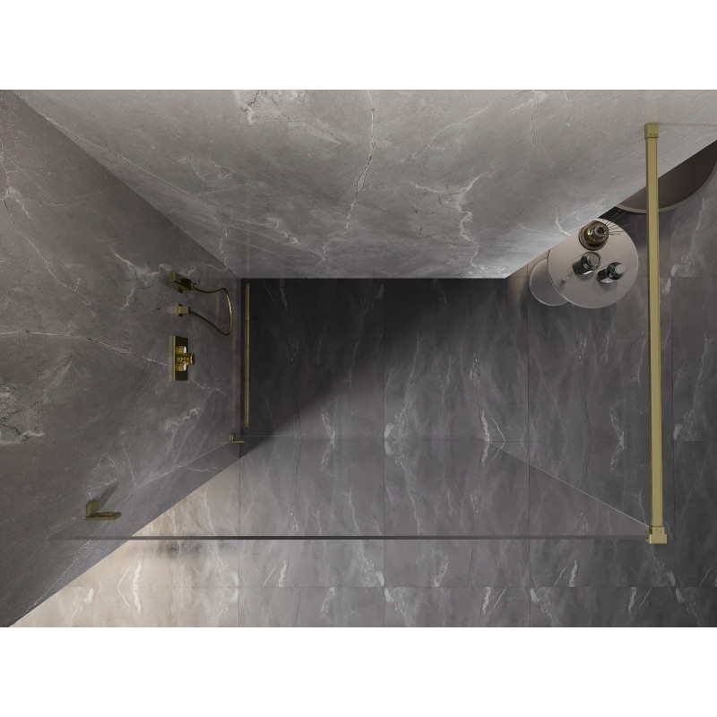 Mexen Lunar dušisein Walk-in vasak 60 x 200 cm, läbipaistev 8 mm, kuldne harjatud - 830-060-000-55-00-L