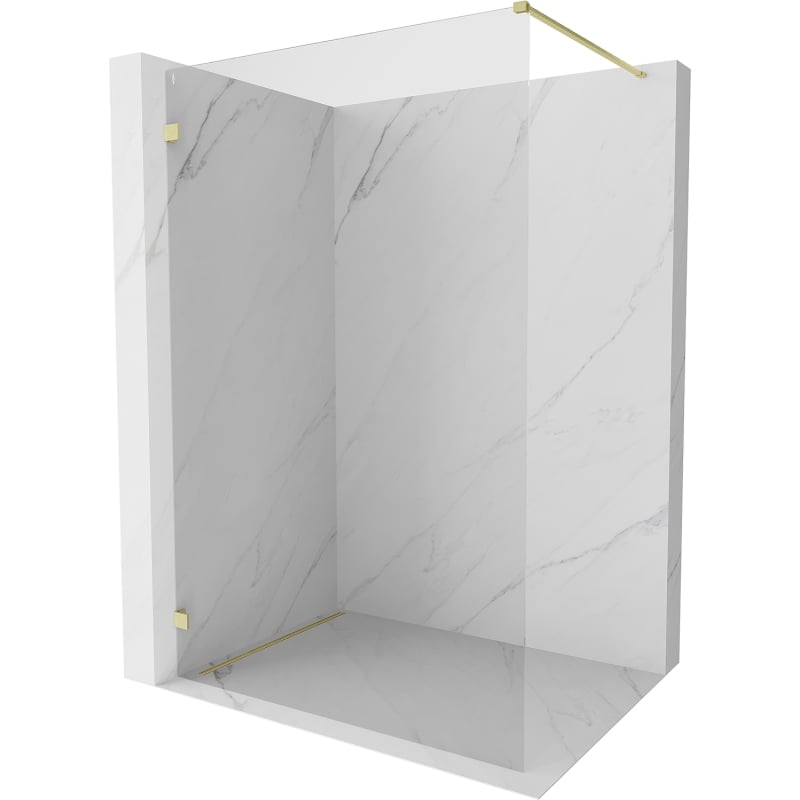 Mexen Lunar ścianka prysznicowa Walk-in lewa 70 x 200 cm, transparent 8 mm, złota szczotkowana - 830-070-000-55-00-L