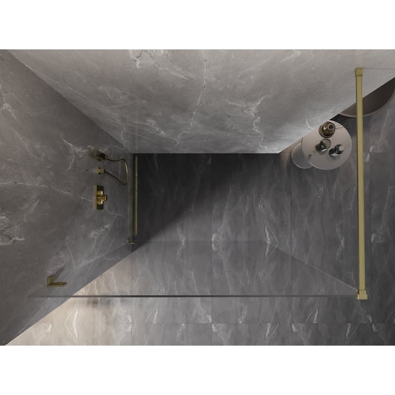 Mexen Lunar paroi de douche Walk-in gauche 120 x 200 cm, transparent 8 mm, or brossé - 830-120-000-55-00-L