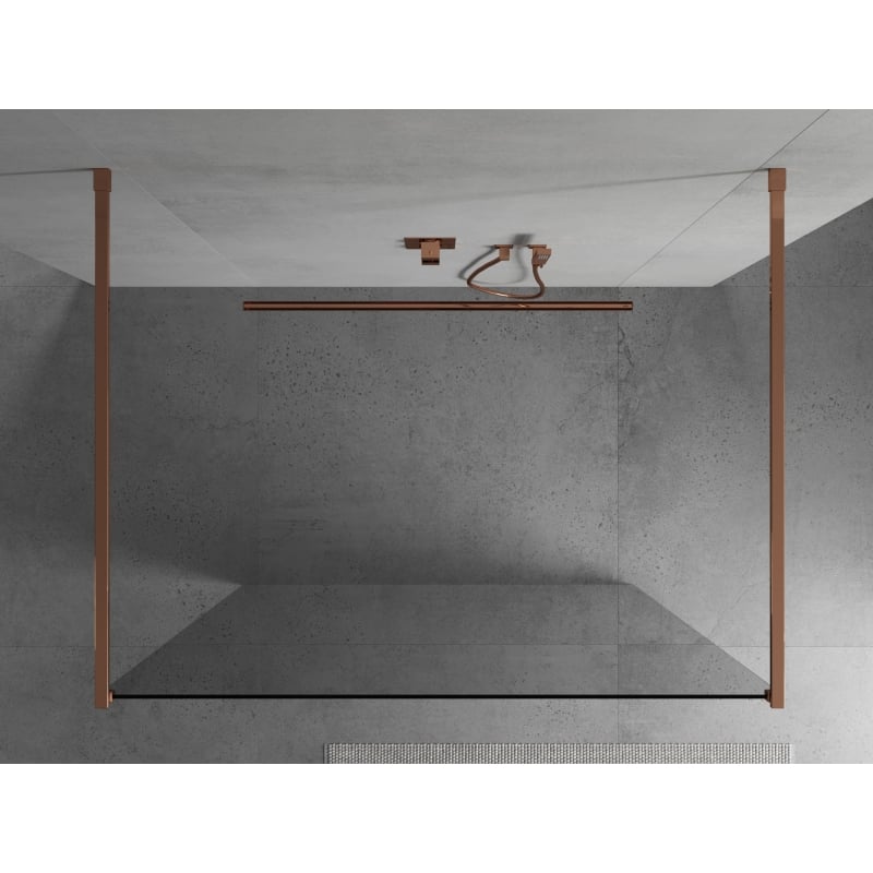 Mexen Kioto ścianka prysznicowa wolnostojąca 130 x 200 cm, transparent 8 mm, różowe złoto - 800-130-002-60-00
