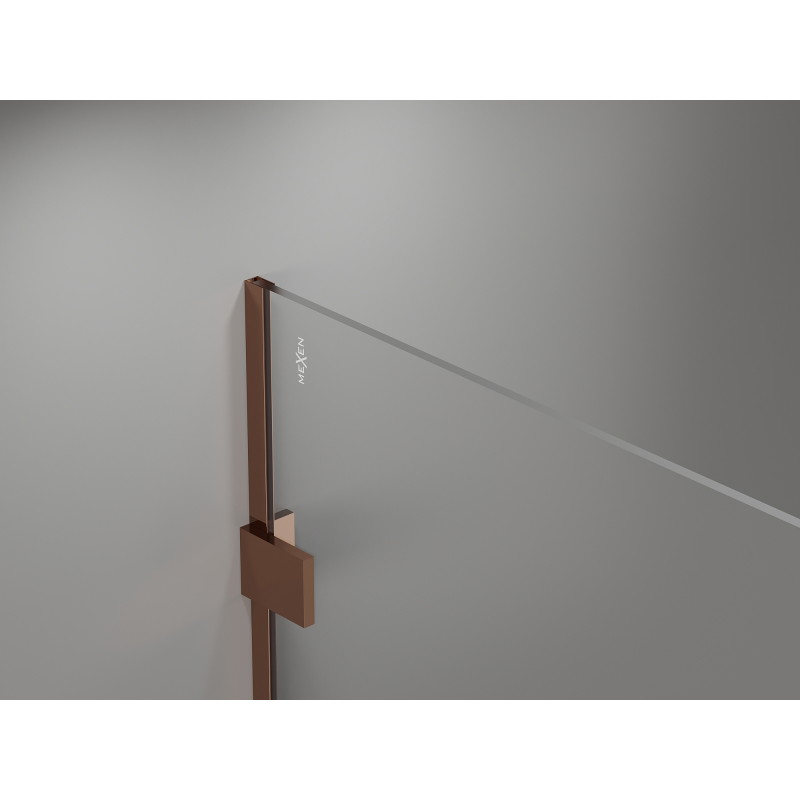 Mexen Lunar Walk-in lijeva staklena stijena za tuširanje 70 x 200 cm, prozirno 8 mm, ružičasto zlato - 830-070-000-60-00-L