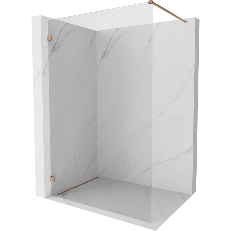 Mexen Lunar Walk-in Shower Wall Left 140 x 200 cm, Transparent 8 mm, Brushed Copper - 830-140-000-65-00-L