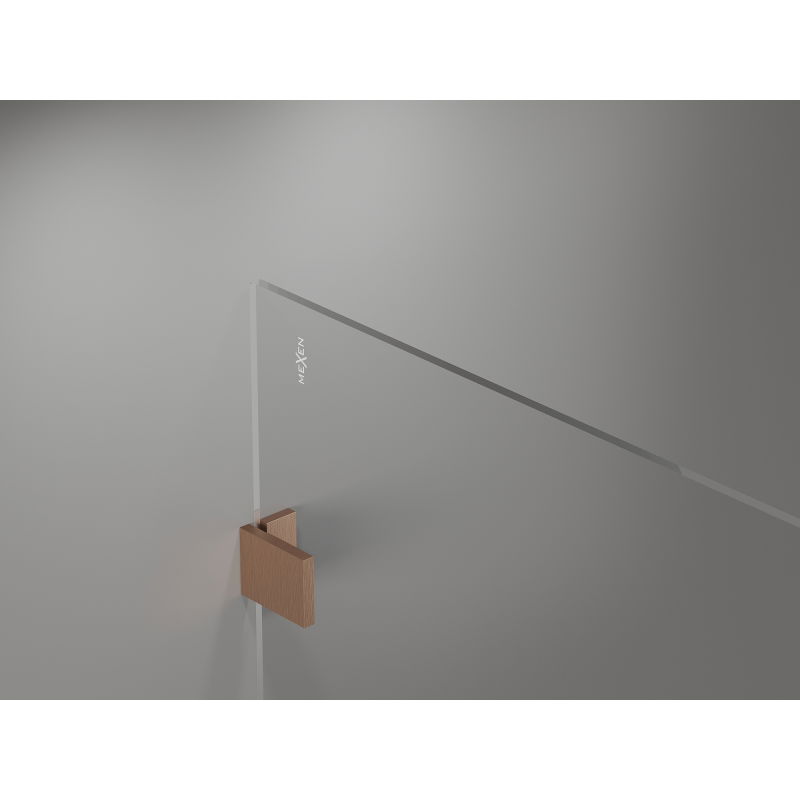 Mexen Lunar parede de duche Walk-in esquerda 140 x 200 cm, transparente 8 mm, cobre escovado - 830-140-000-65-00-L