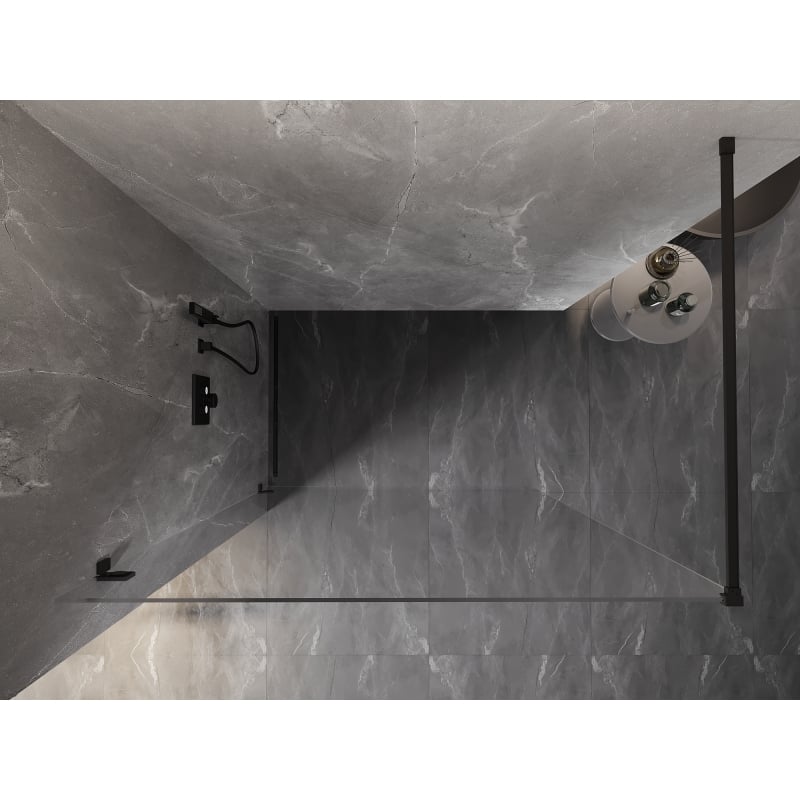 Mexen Lunar paroi de douche Walk-in gauche 50 x 200 cm, transparent 8 mm, noir - 830-050-000-70-00-L
