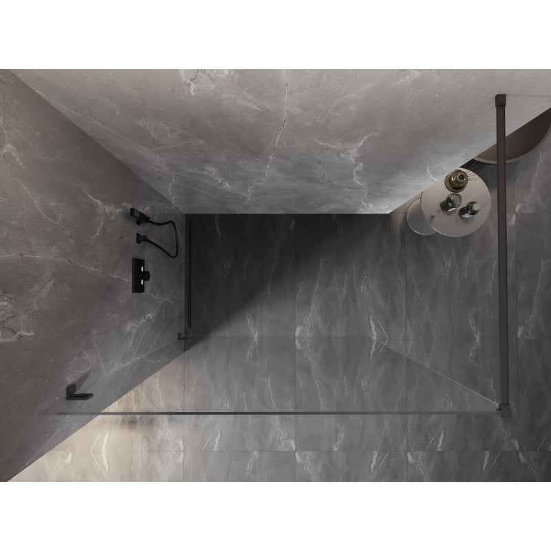 Mexen Lunar mampara de ducha Walk-in izquierda 140 x 200 cm, transparente 8 mm, gun metal - 830-140-000-95-00-L