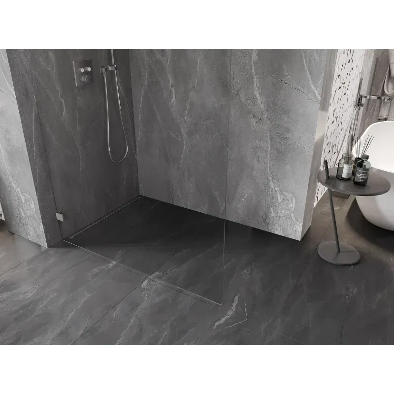 Mexen Lunar paroi de douche Walk-in gauche 90 x 200 cm, transparent 8 mm, nickel brossé - 830-090-000-97-00-L