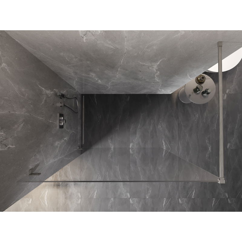 Mexen Lunar Walk-in Shower Wall Left 120 x 200 cm, Transparent 8 mm, Brushed Nickel - 830-120-000-97-00-L