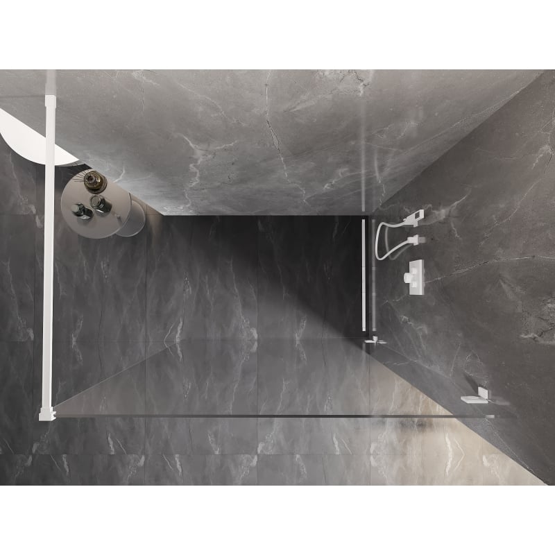 Mexen Lunar ścianka prysznicowa Walk-in prawa 50 x 200 cm, transparent 8 mm, biała - 830-050-000-20-00-P