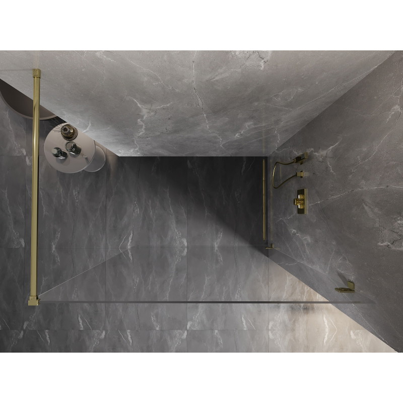 Mexen Lunar dušisein Walk-in parempoolne 90 x 200 cm, läbipaistev 8 mm, kuldne - 830-090-000-50-00-P