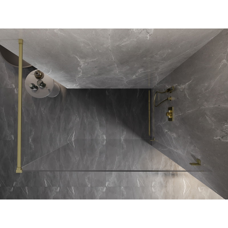 Mexen Lunar dušisein Walk-in parem 160 x 200 cm, läbipaistev 8 mm, kuldne harjatud - 830-160-000-55-00-P