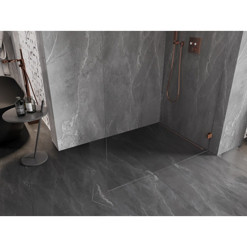 Mexen Lunar dušisein Walk-in parem 80 x 200 cm, läbipaistev 8 mm, roosa kuld - 830-080-000-60-00-P