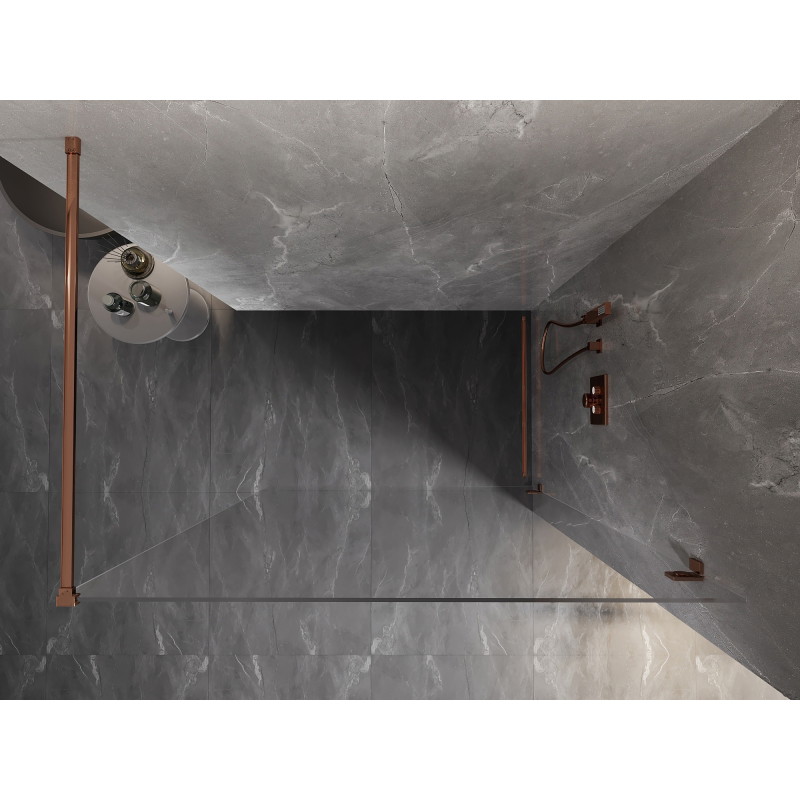 Mexen Lunar dušisein Walk-in parem 80 x 200 cm, läbipaistev 8 mm, roosa kuld - 830-080-000-60-00-P