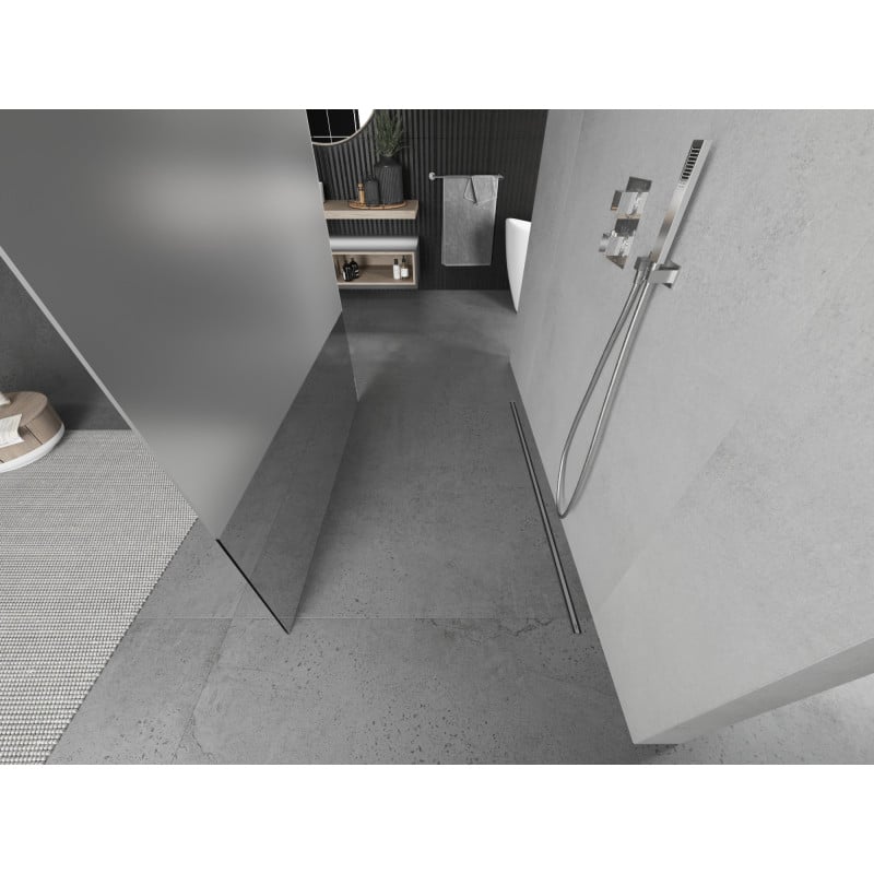 Mexen Kioto parete doccia autoportante 100 x 200 cm, trasparente/ghiaccio 8 mm, cromo - 800-100-002-01-35