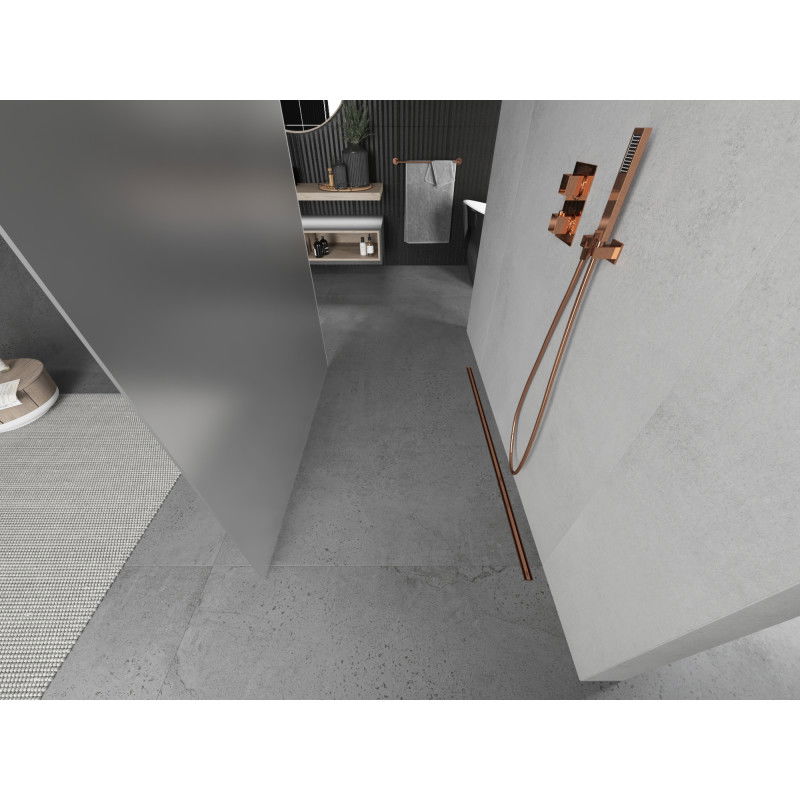 Mexen Kioto ελεύθερο πάνελ ντους 100 x 200 cm, παγωμένο 8 mm, ροζ χρυσό - 800-100-002-60-30