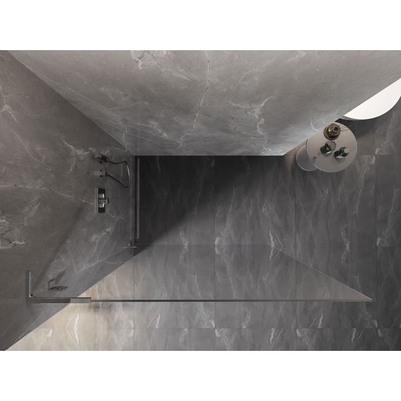 Mexen Lunar L suihkuseinä Walk-in vasen 100 x 200 cm, läpinäkyvä 8 mm, kromi - 830L-100-000-01-00-L