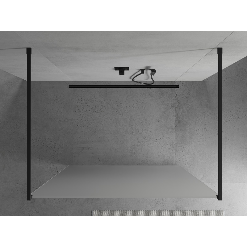 Mexen Kioto Freistehende Duschwand 100 x 200 cm, Frost 8 mm, Schwarz - 800-100-002-70-30