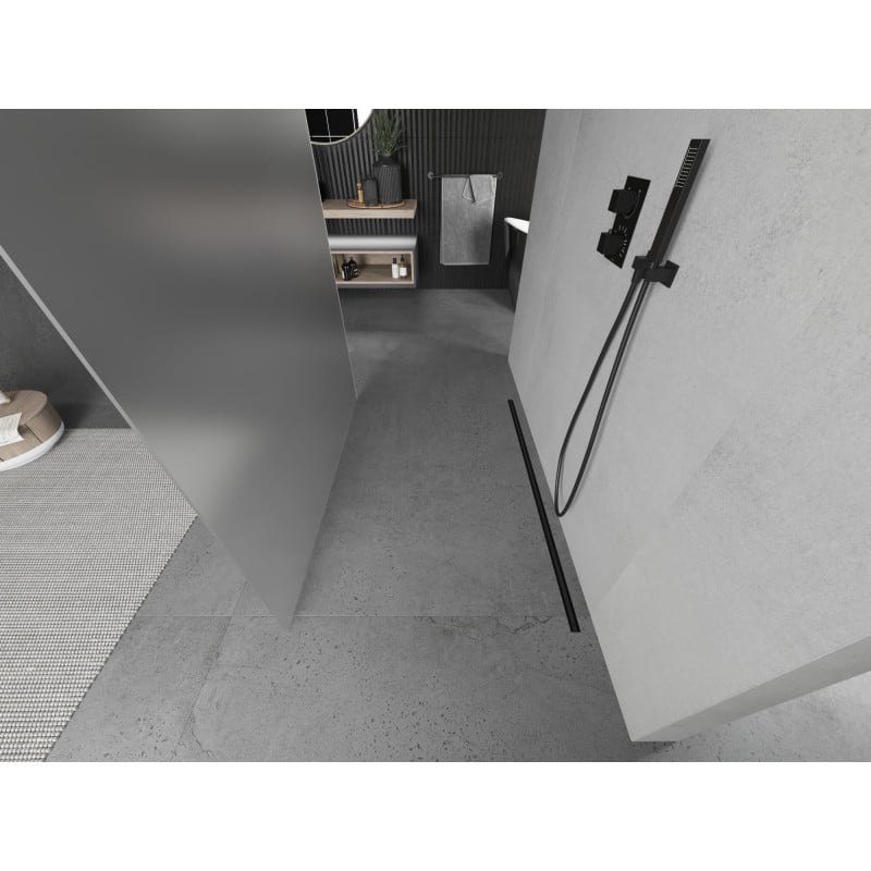 Mexen Kioto parete doccia autoportante 110 x 200 cm, frost 8 mm, nero - 800-110-002-70-30