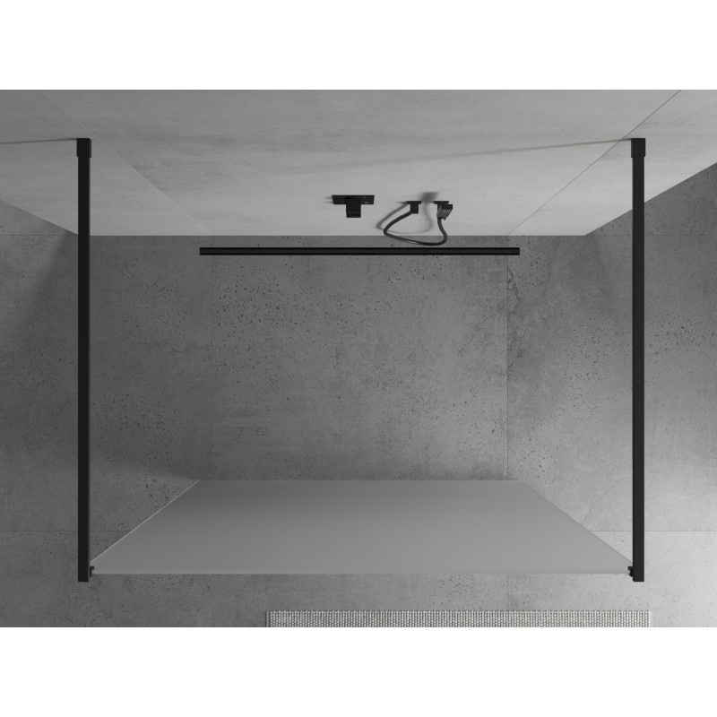 Mexen Kioto vrijstaande douchewand 120 x 200 cm, ijsbloem 8 mm, zwart - 800-120-002-70-30