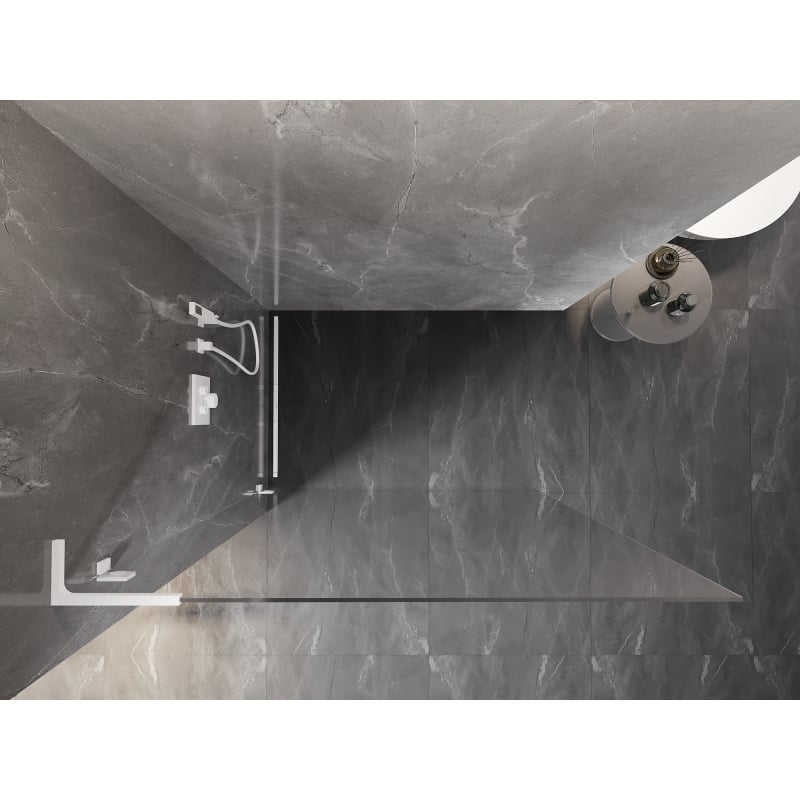 Mexen Lunar L paroi de douche Walk-in gauche 80 x 200 cm, transparent 8 mm, blanche - 830L-080-000-20-00-L