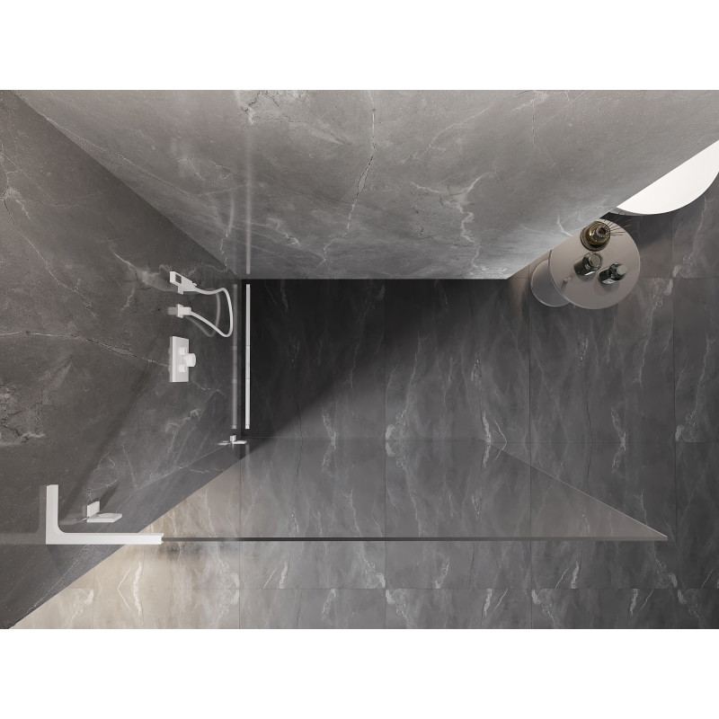 Mexen Lunar L tuš stena Walk-in leva 80 x 200 cm, prozorna 8 mm, bela - 830L-080-000-20-00-L