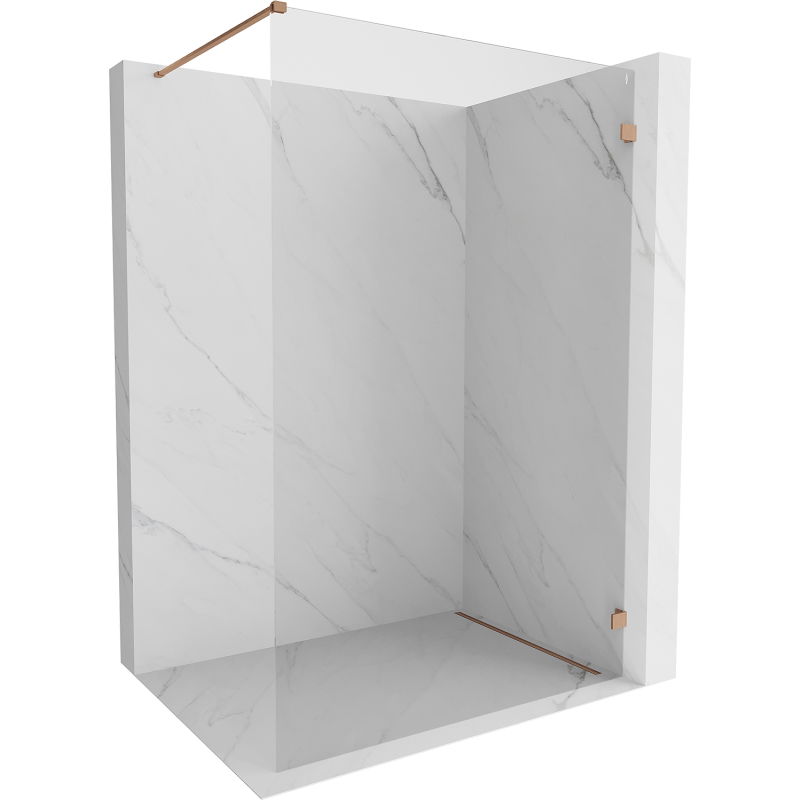 Mexen Lunar Duschwand Walk-in rechts 140 x 200 cm, transparent 8 mm, gebürstetes Kupfer - 830-140-000-65-00-P