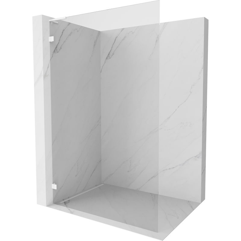 Mexen Lunar L Duschwand Walk-in lénks 90 x 200 cm, transparent 8 mm, wäiss - 830L-090-000-20-00-L