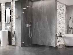 Mexen Lunar L Duschwand Walk-in links 90 x 200 cm, transparent 8 mm, weiß - 830L-090-000-20-00-L