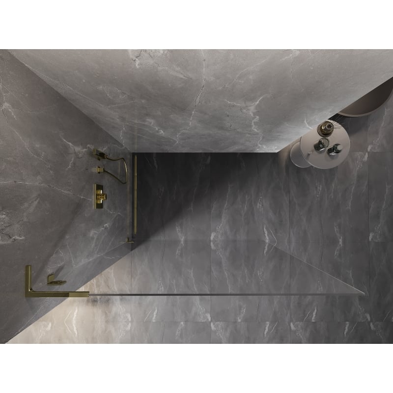 Mexen Lunar L dušisein Walk-in vasak 80 x 200 cm, läbipaistev 8 mm, kuldne - 830L-080-000-50-00-L