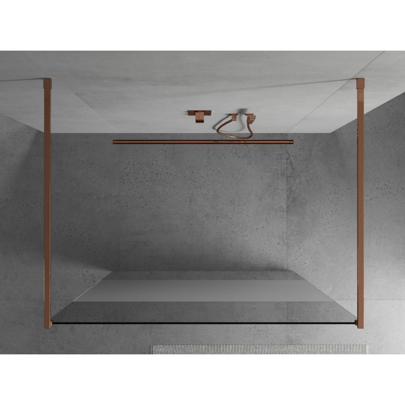 Mexen Kioto vrijstaande douchewand 100 x 200 cm, transparant/frost 8 mm, roze goud - 800-100-002-60-35