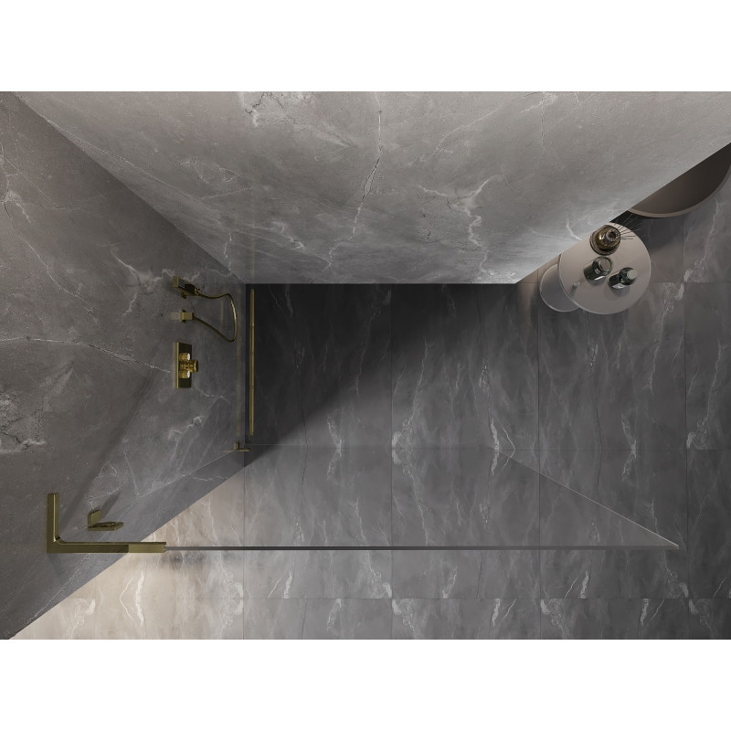 Mexen Lunar L dušisein Walk-in vasak 120 x 200 cm, läbipaistev 8 mm, kuldne - 830L-120-000-50-00-L