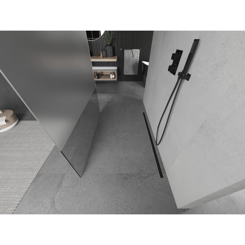 Mexen Kioto parete doccia autoportante 110 x 200 cm, trasparente/ghiacciato 8 mm, nero - 800-110-002-70-35