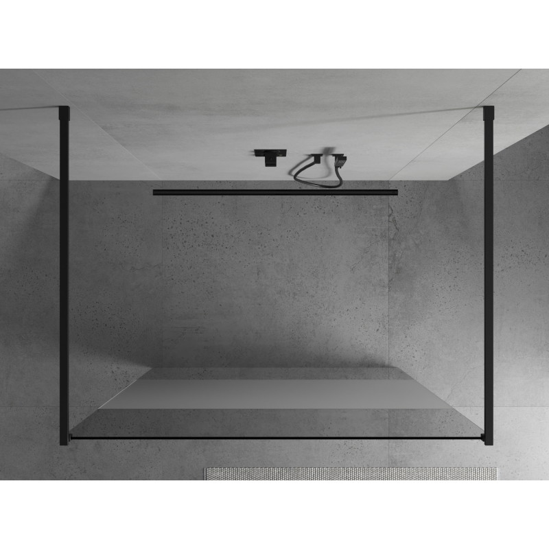 Mexen Kioto mampara de ducha independiente 120 x 200 cm, transparente/escarchado 8 mm, negra - 800-120-002-70-35