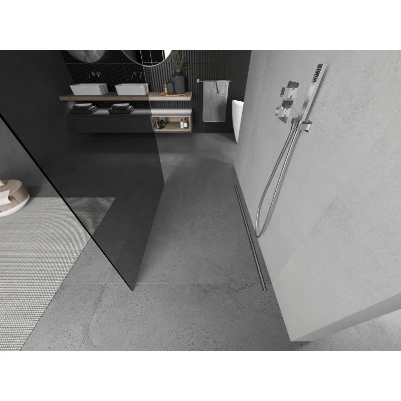 Mexen Kioto vrijstaande douchewand 100 x 200 cm, grafiet 8 mm, chroom - 800-100-002-01-40