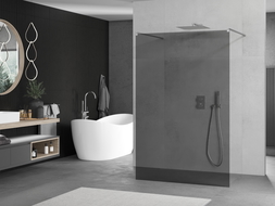 Mexen Kioto Freestanding Shower Wall 120 x 200 cm, Graphite 8 mm, Chrome - 800-120-002-01-40