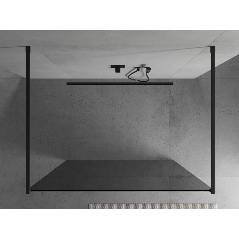 Mexen Kioto ścianka prysznicowa wolnostojąca 120 x 200 cm, grafit 8 mm, czarna - 800-120-002-70-40