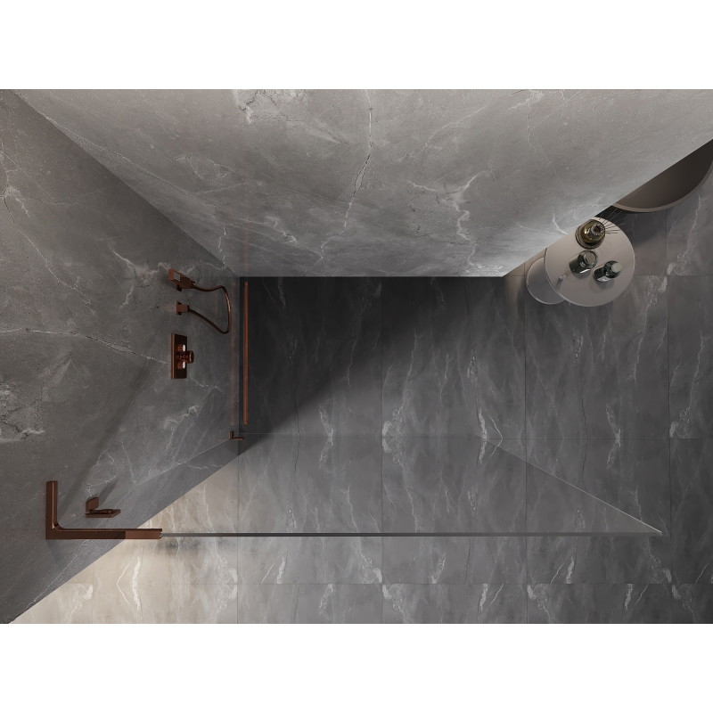 Mexen Lunar L dušisein Walk-in vasak 110 x 200 cm, läbipaistev 8 mm, roosa kuld - 830L-110-000-60-00-L