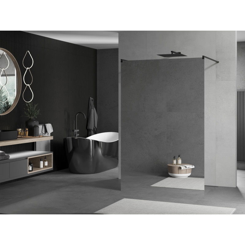 Mexen Kioto vapaasti seisova suihkuseinä 100 x 200 cm, peili 8 mm, musta - 800-100-002-70-50