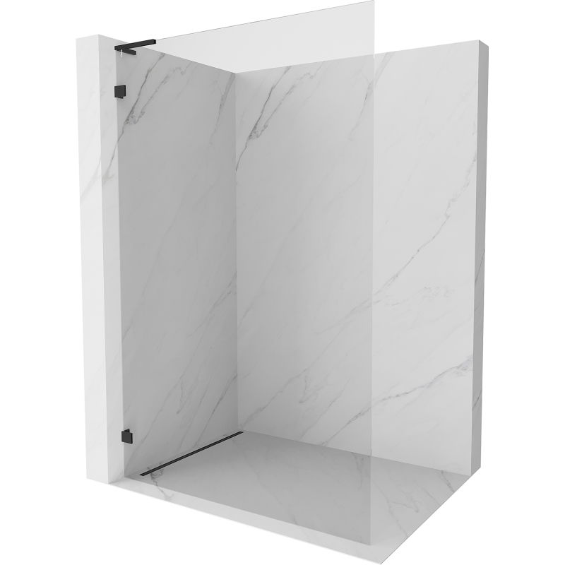 Mexen Lunar L Duschvägg Walk-in vänster 90 x 200 cm, transparent 8 mm, svart - 830L-090-000-70-00-L